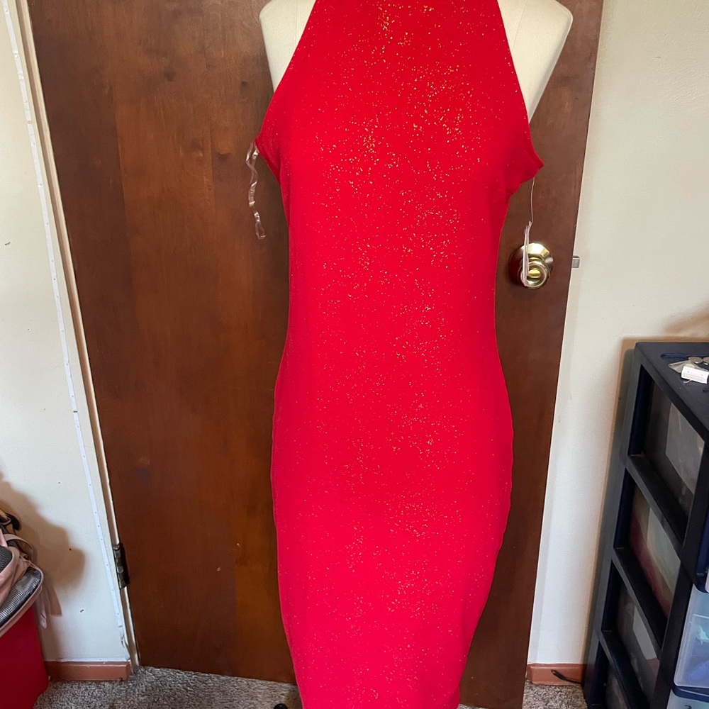 Elegant Red Halter Dress